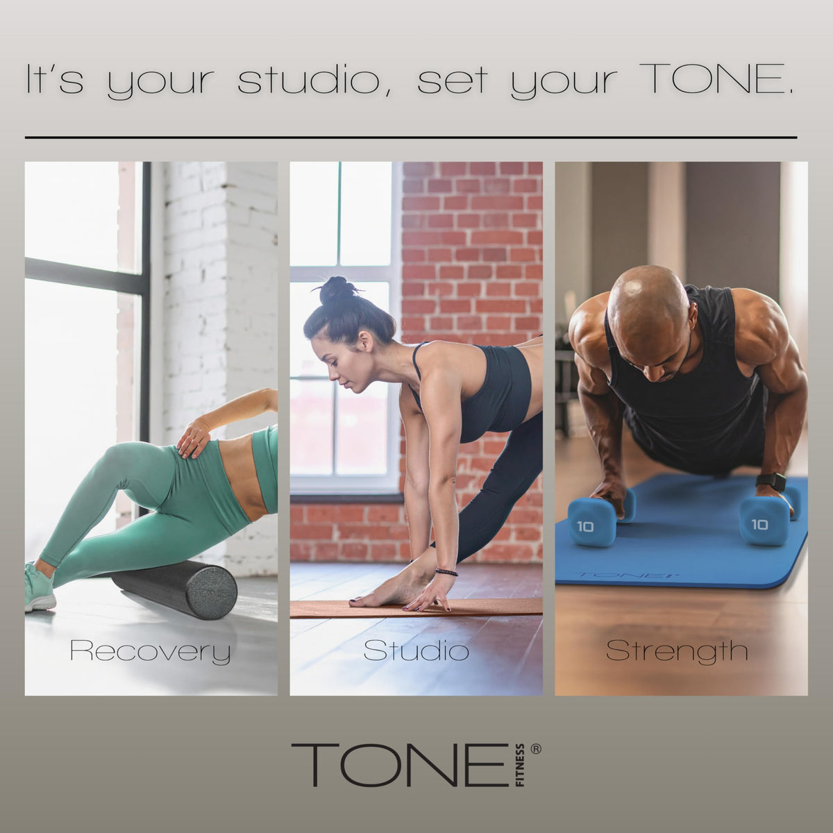 Tone Fitness 5 lb Neoprene Dumbbell Pair for Home Workouts – Non-Slip Design - Beige