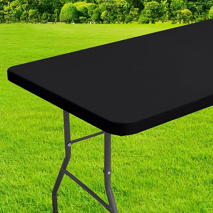 homing Rectangle Table Cloth Cover 6 Foot Black Elastic Fitted Tablecloth