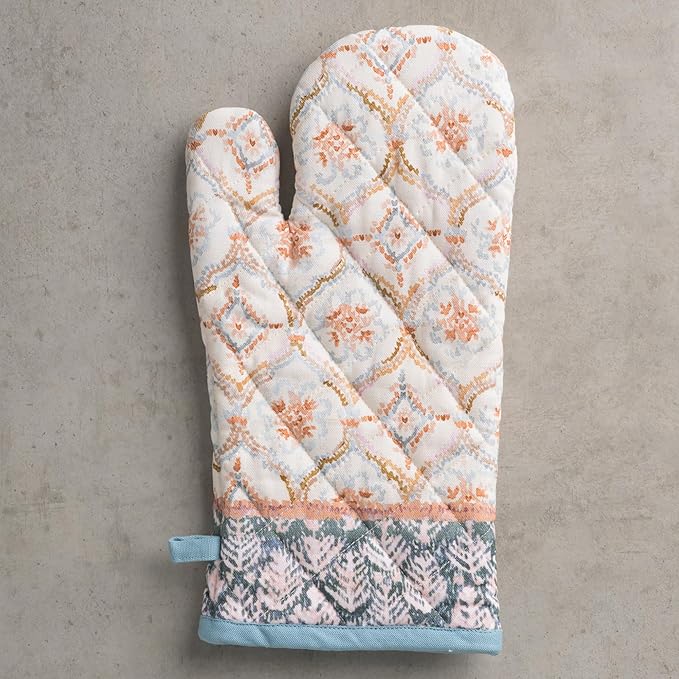 Maison d' Hermine Oven Gloves 100% Cotton Oven Mitt 7" x 13" with Loop Heat Resistant BBQ Cooking Gloves for Thanksgiving Christmas Decorations Baking Handling Hot Pans (Pack of 1, Fair Isle)