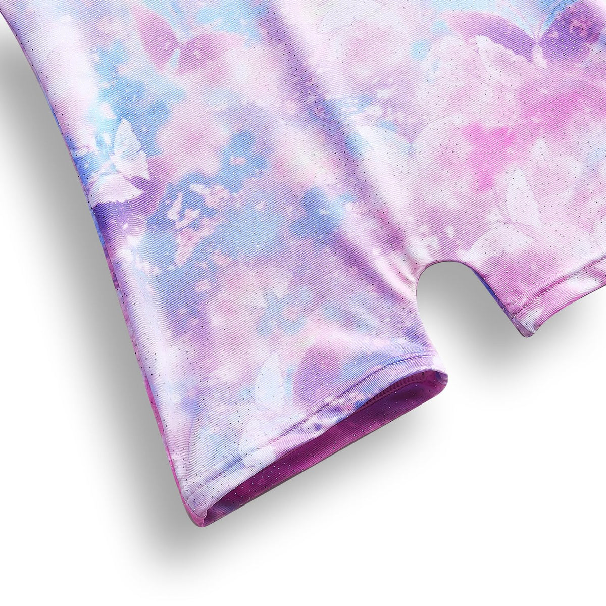 MYQFF 5t Gymnastics Leotard for Girls Dance Ballet Leotards for Kids Teens Biketards Tumbling Hip Hop Dance Outfits for Competition Training Performances Pink Purple Butterfly