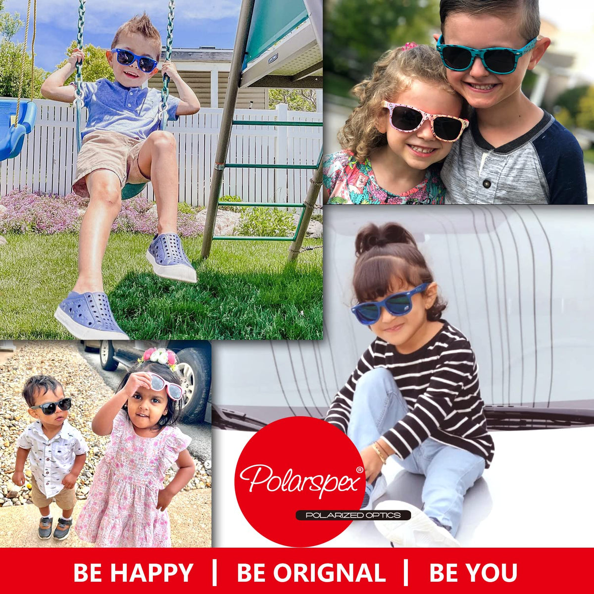 PolarSpex Toddler Polarized Sunglasses for Boys & Girls Ages 2-8 Black