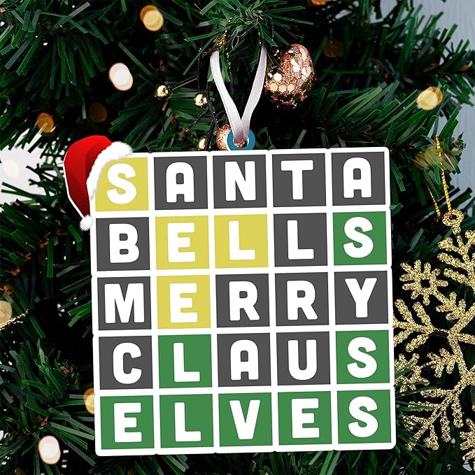 Wordle Ornament - Wordle Ornaments for Christmas Tree - Ideal Wordle Gifts for Puzzle Lovers, 2025 Special Edition Christmas Ornament, Perfect Present for Puzzle Enthusiasts, Holiday Decorations