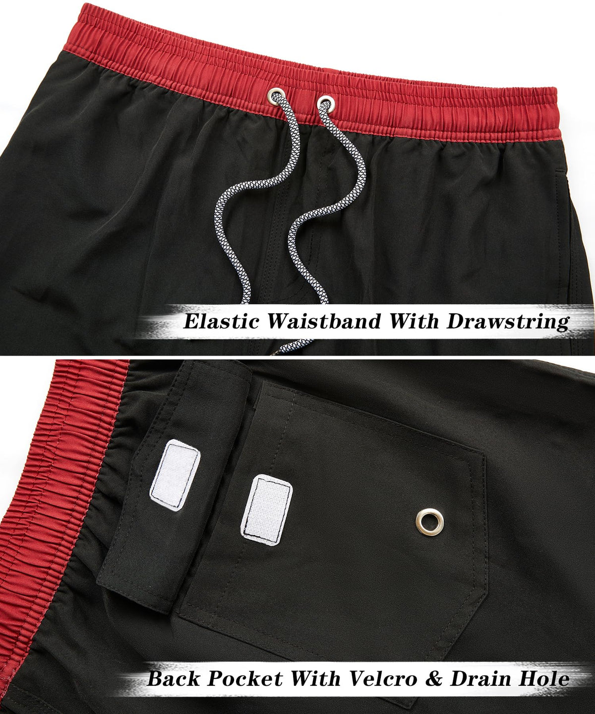 ELETOP Men's Swim Trunks Quick Dry Bathing Suit Swimming Board Shorts Mesh Lining Beach Swimwear Black L