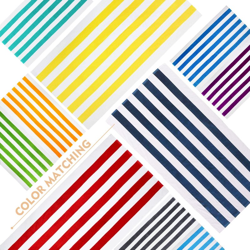 Exclusivo Mezcla 2 Pack Cotton Large 30x60 Inches Cabana Stripe Beach Towels, Super Absorbent Soft Plush Pool Towel Bath Towel (Red)