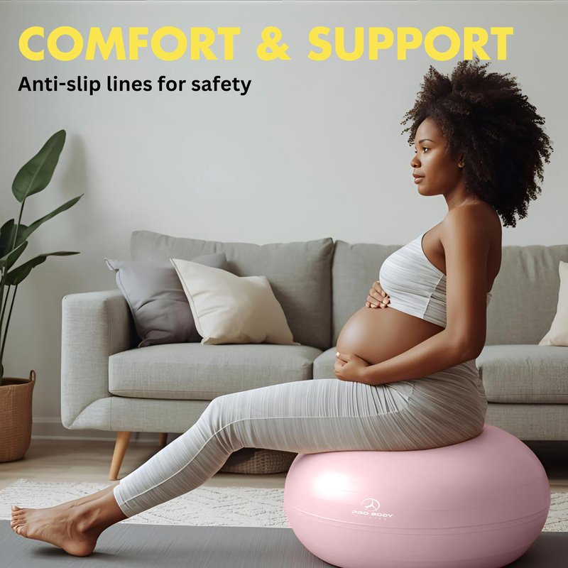 ProBody Pilates Pregnancy Ball - Yoga Ball for Pregnancy with Book, Prenatal, Labor & Postnatal Maternity Exercise (Lilac, 65 cm)