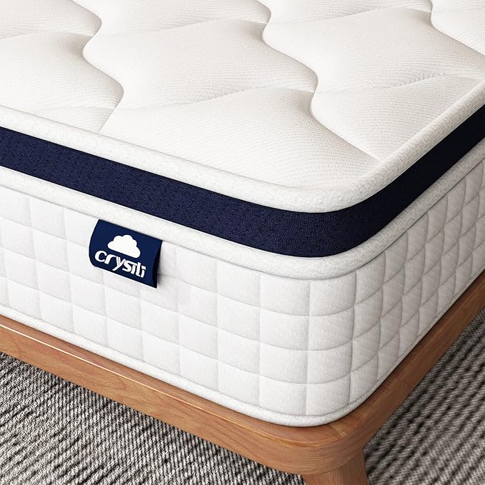 Crystli Full Mattress, 10 Inch Full Size Mattress Bed in A Box, Medium Firm Hybrid with Zero Pressure Foam, Innerspring for Pressure Relief, CertiPUR-US Certified