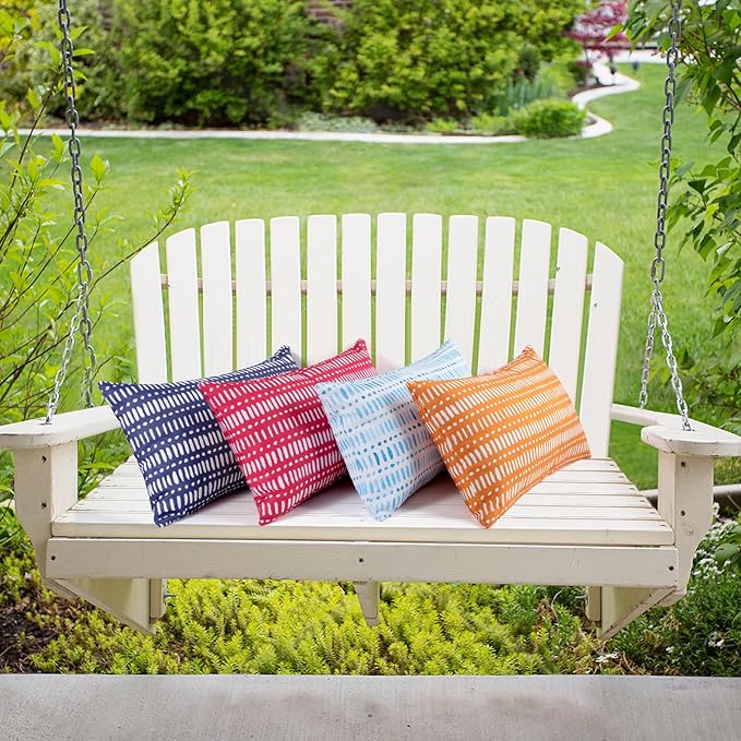 Pack of 2 12x20 Outdoor Pillows, Waterproof Throw Pillows with Inserts, Decorative Lumbar Pillows for Patio, Garden, Couch, Furniture, Sofa, Bed, Living Room(Pebble Red)