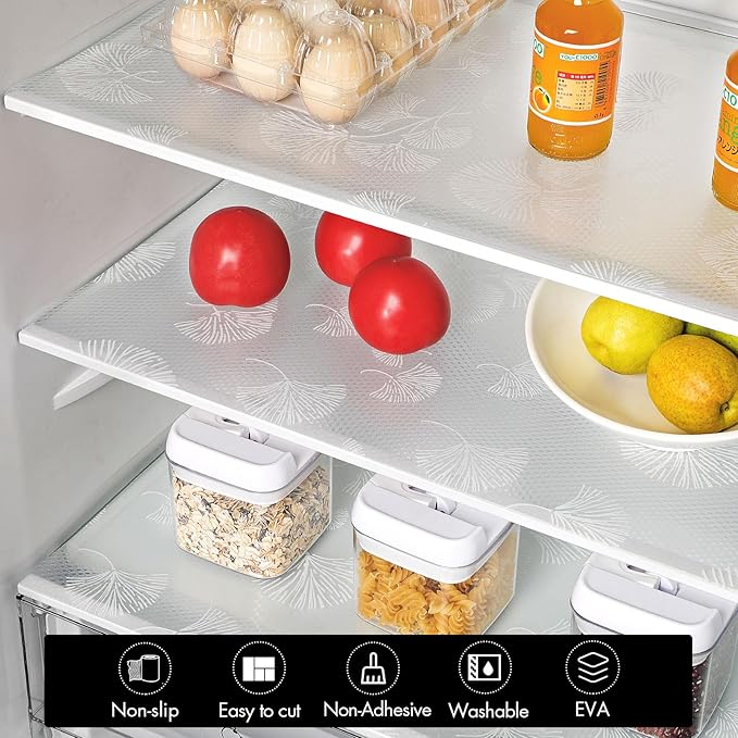 Cooyes Shelf Liner, Non Adhesive Drawer and Cabinet Liner, EVA Washable Oil-Proof Shelf Paper for Kitchen Cabinets, Refrigerator, Storage, Desks with Modern Pattern