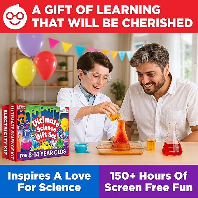 Doctor Jupiter Ultimate Science Gift Set of Science Kit, Electricity Kit for Kids Age 8-12 | Birthday Gifts for Boys & Girls of 8,9,10,11,12,13,14 Year Olds | STEM Learning & Education Toys