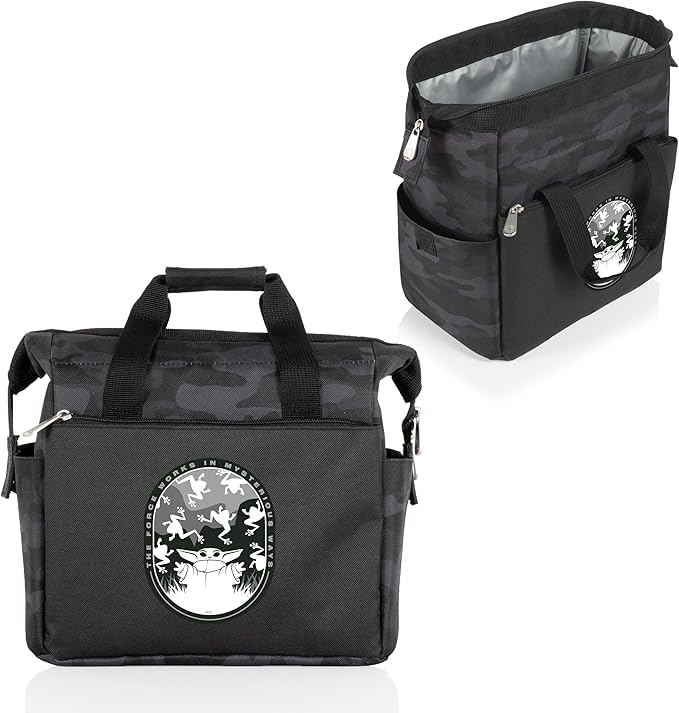 PICNIC TIME Star Wars Mandalorian Grogu On The Go Lunch Bag, Soft Cooler Lunch Box, Insulated Lunch Bag, (Black Camo)