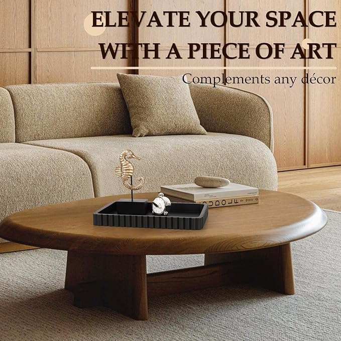 Concrete Decorative Tray for Coffee Table Decor, 14" Coffee Table Tray Ottoman Tray Table Centerpieces, Rectangular Modern Decorative Trays for Home Decor, Living Room, Entry, Black