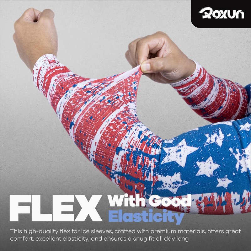 ROXUN 2 Pairs Flag Arm Sleeves Cooling UV Protection for Men Women Soccer Football Sports Brazil Flag