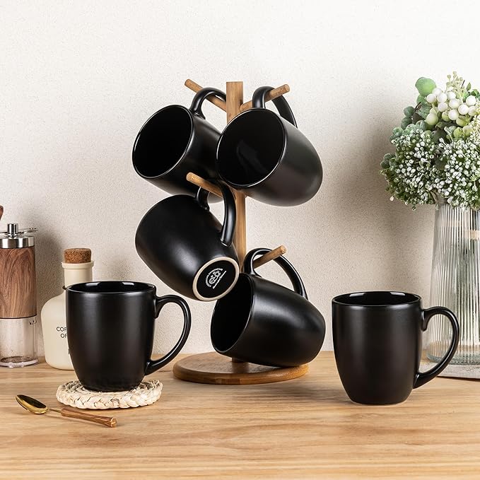GBHOME 12oz Coffee Mugs Set of 6, Large Ceramic Coffee Mugs for Man, Woman, Dad, Mom, Modern Coffee Mugs Set with handle for Tea/Latte/Cappuccino/Milk/Cocoa. Dishwasher&Microwave Safe,Multi-Color