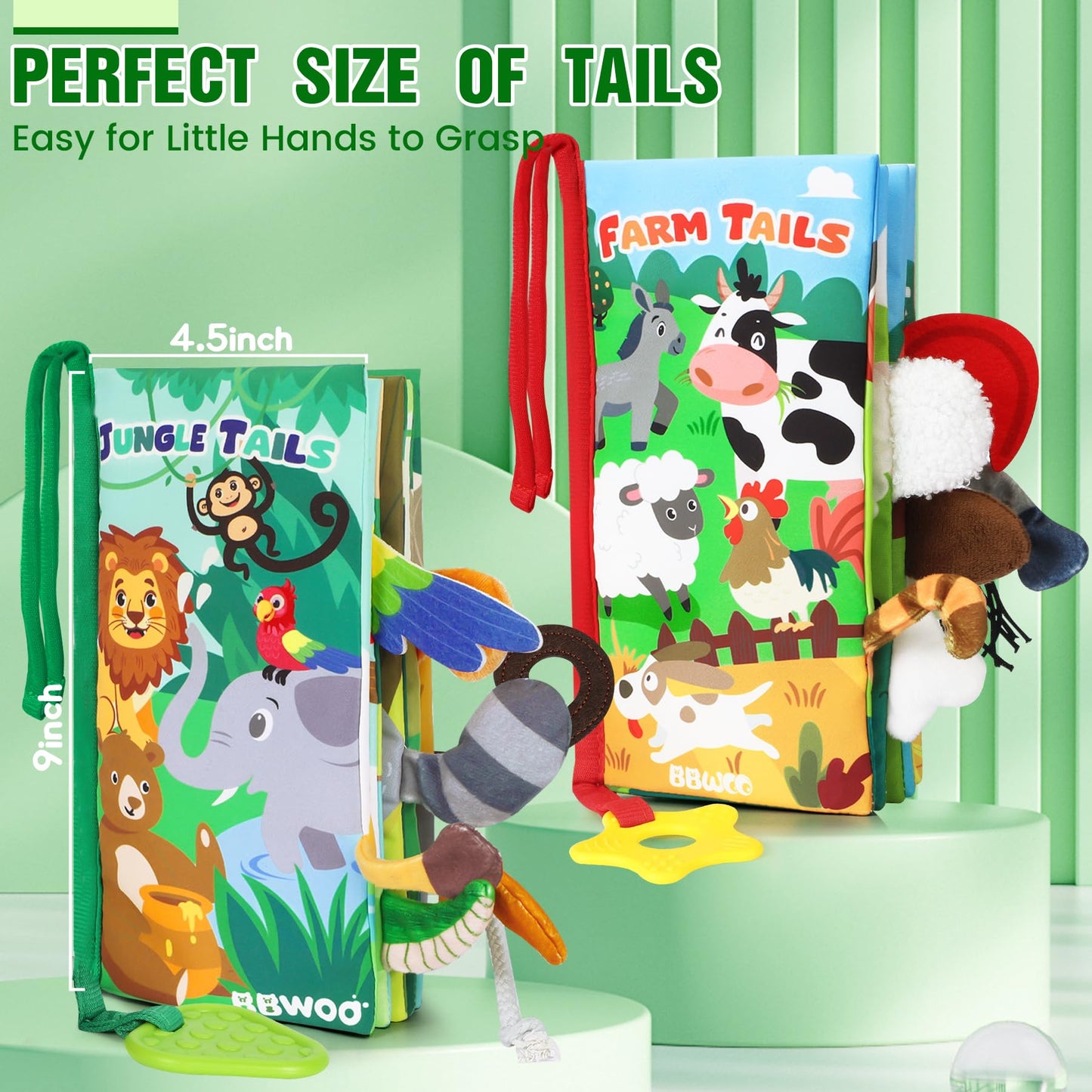 BBWOO Baby Book Toy 0-6 Months - Baby Boy Girl Shower Gift - Tummy Time Toy for Infant 6 to 12 Months - Touch and Feel Crinkle Book for Newborn Toddler with Teether - Easter Basket Essentials Stuffers
