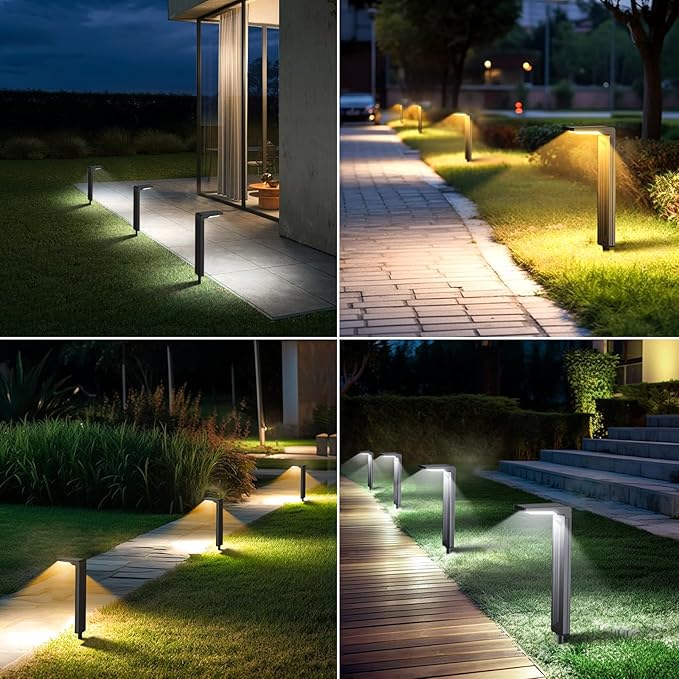 Sunvivo Solar Pathway Lights,2 Modes(Cool White or Warm White),Bright Solar Path Lights Outdoor Waterproof,Perfect Elegant Guide Light or Deco for Yard,Garden,Lawn,Sideway,Driveway,Walkway (2Pack)