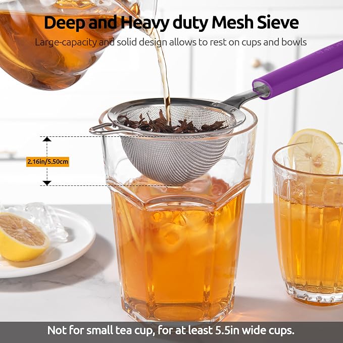 U-Taste Small Fine Mesh Strainer: 18/8 Stainless Steel 3.35in 30 Mesh Kitchen