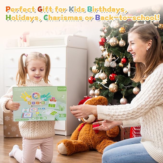Toddler Learning Toys 3-5, Educational Games with Visual Timer for Kids 5-7, Montessori Number Counting Toys, Math Manipulatives, Preschool Kindergarten School Supplies, Birthday Gifts for 2 3 4 5 6 7