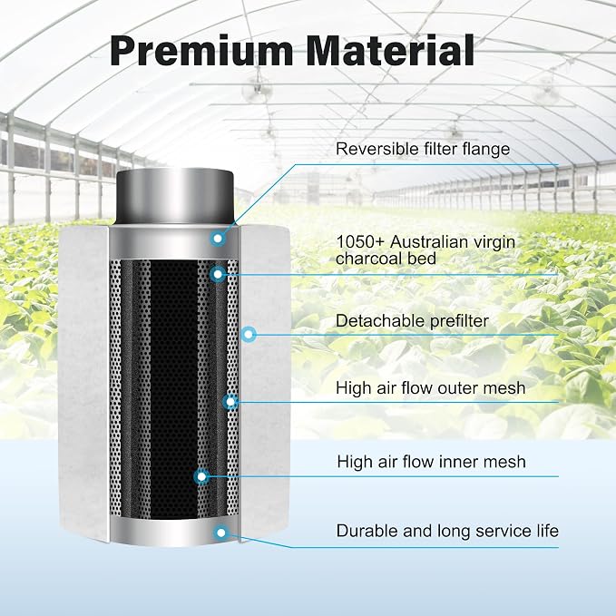 iPower 4 Inch Air Carbon Filter Smellines Control