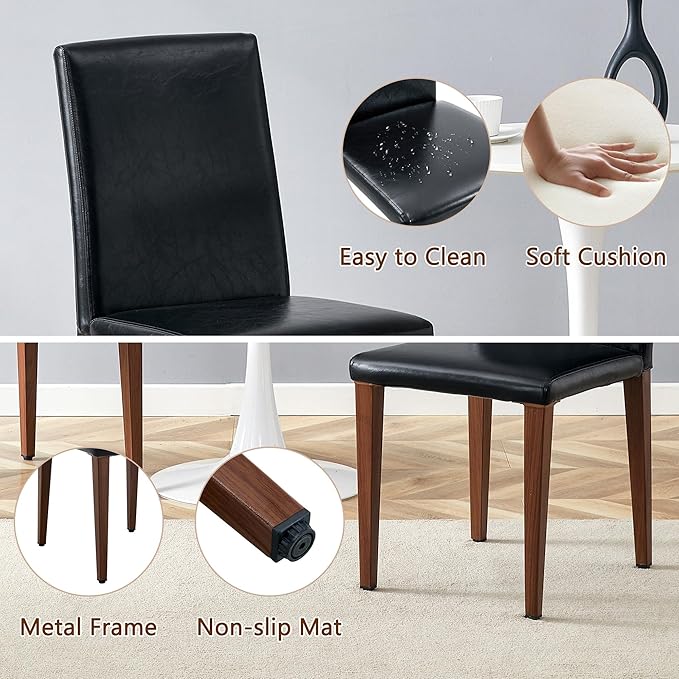 Glass Dining Table Set for 6, 63” Kitchen Table Set for 6, Modern Dining Room Table Set with Upholstered Chairs, Tempered Glass Tabletop with Y Shape Base