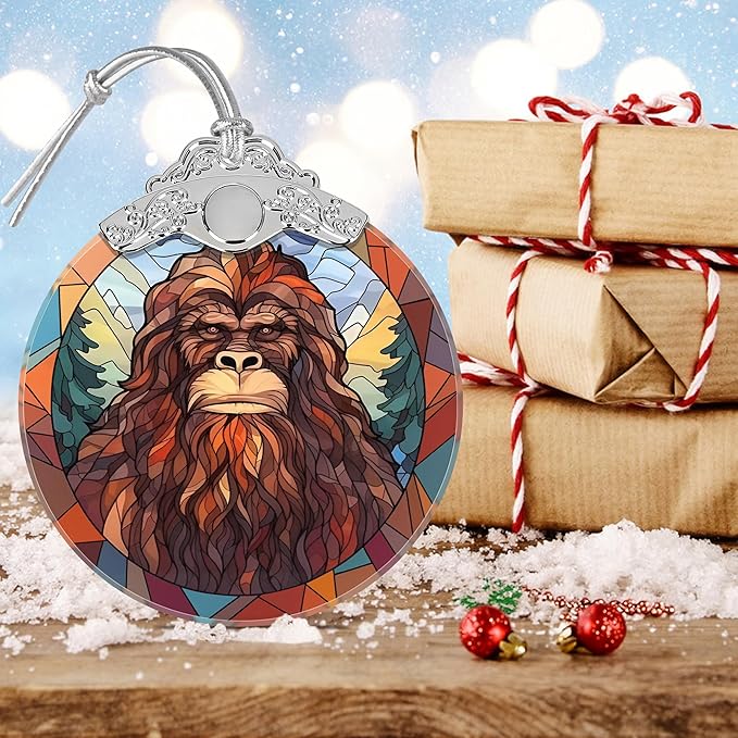 Mythology Sasquatch Christmas Ornament - Stained Glass Hanging Ornament, Holiday Decoration, Gift Idea