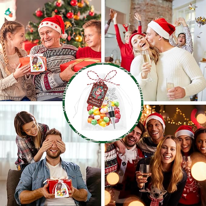 12Pcs Christmas Snowflake Wine Bottle Stopper Bulk Xmas Silver Wine Bottle Corkers Party Favors with Card and Ropes, for Winter Decoration Wedding Holiday Supplies Wine Accessories Gift for Hostess