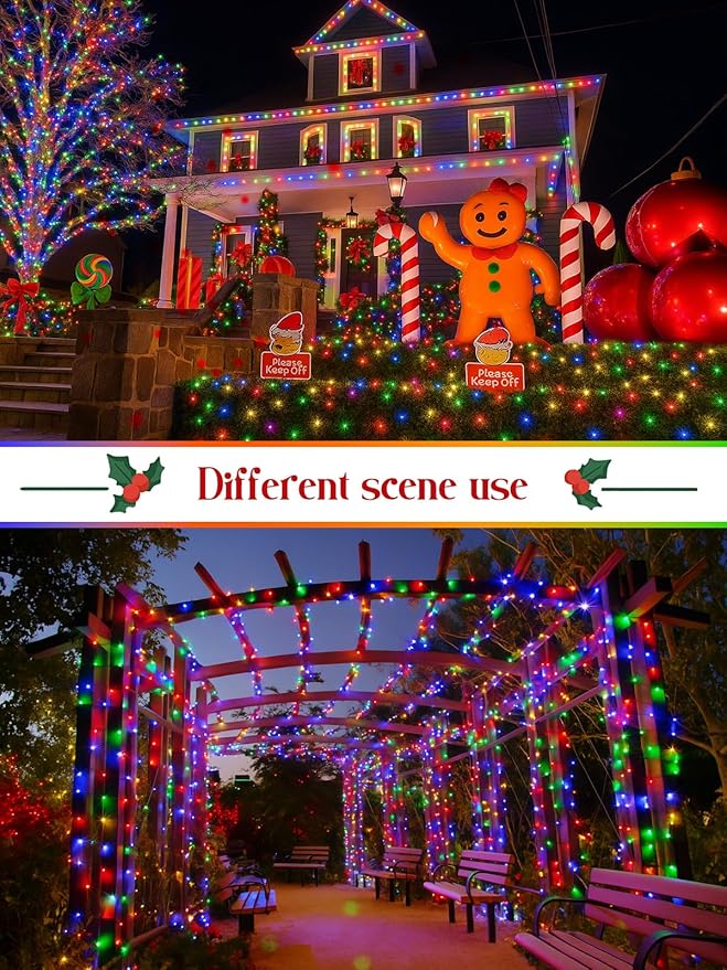 2025 New Christmas Cluster Lights 960 LED with Flowing Twinkling, Firecracker Fairy Lights with 15 Modes & Timer, Waterproof Christmas String Light for Indoor Outdoor Xmas Tree Party Garden Multicolor
