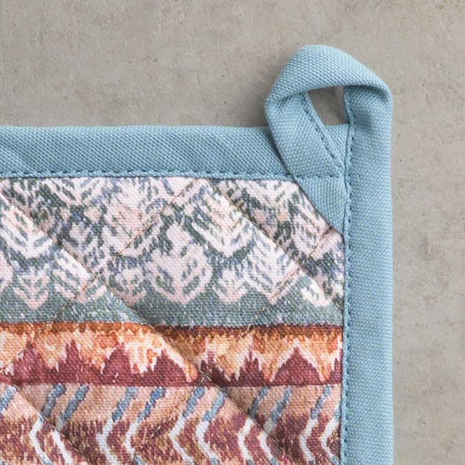 Maison d' Hermine Pot Holders 100% Cotton Heat Resistant Potholders 8" x 8" Hot Pads with Loop for Thanksgiving Christmas Decorations BBQ Cooking Baking Handling Hot Pans (Pack of 1, Fair Isle)