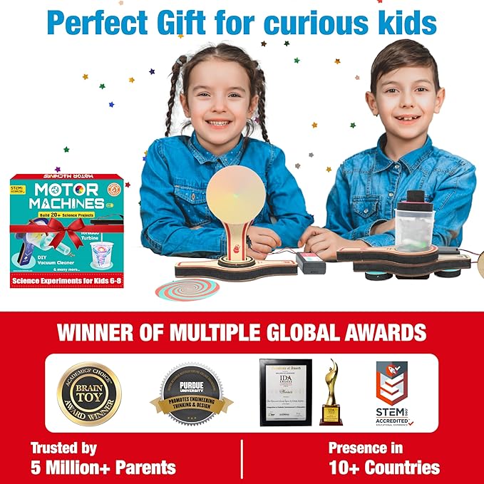 Butterfly EduFields 20in1 STEM Projects Kit for Kids Age Ages 5-7 6-8 8-10 | STEM Toys for Kids 5 6 7 8 9 10 Year Old | Motor Machines - Robotics & Engineering Toys | Gift for 6 7 8 9 10 Year Old