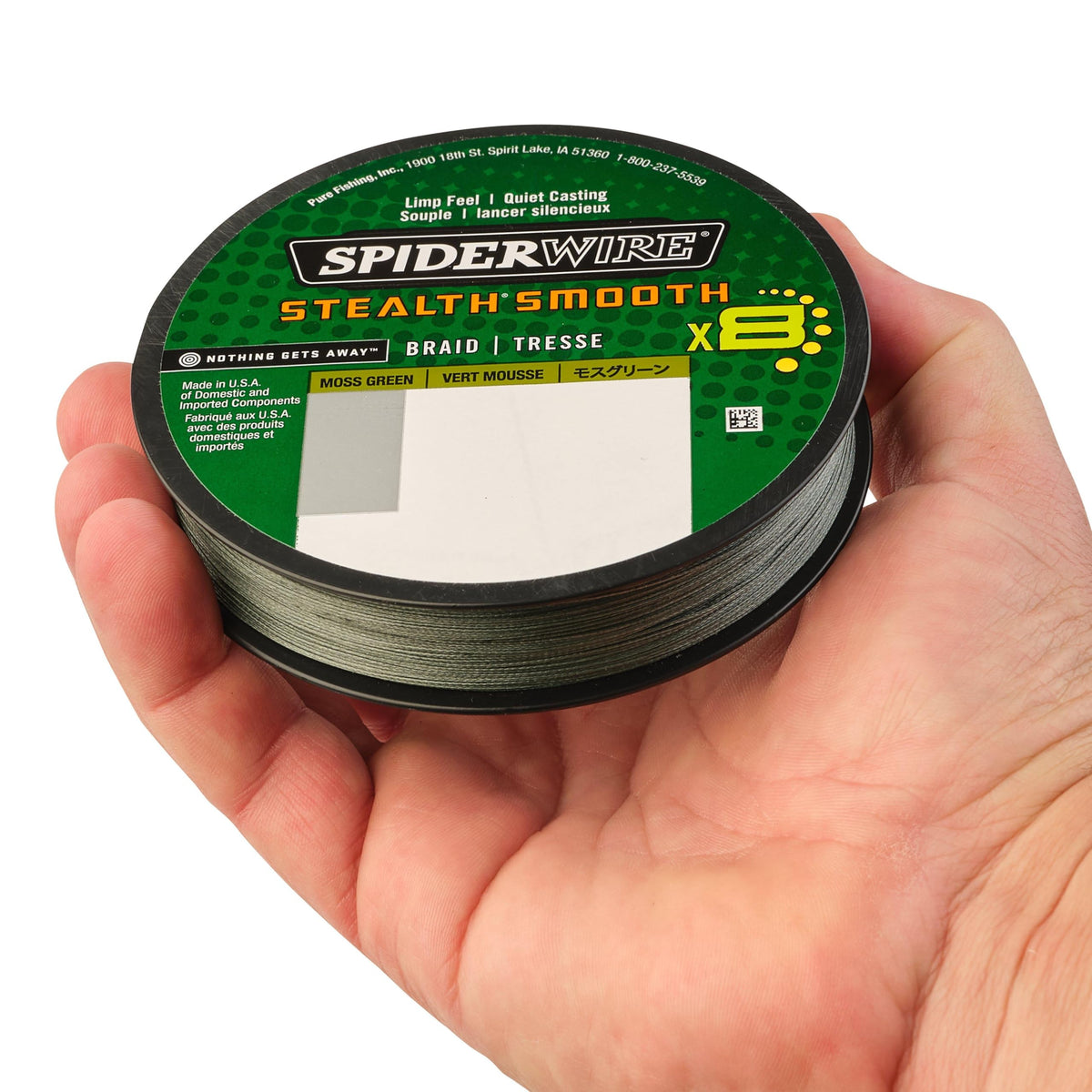 SpiderWire Stealth® Smooth Superline, Moss Green, 50lb | 22.6kg, 200yd | 182m Braided Fishing Line, Suitable for Freshwater Environments