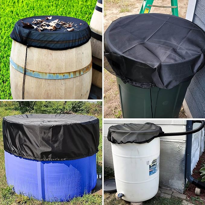 Mesh Cover for Rain Barrel, Leaves and Debris