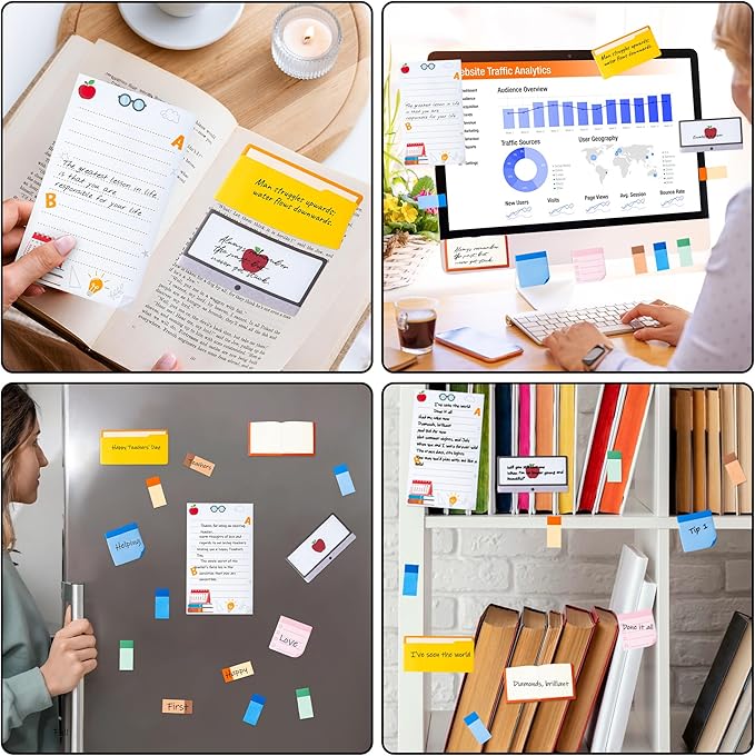 Xqumoi Best Assistant Principal Ever Sticky Notes Set - School Assistant Principal Self-Stick Note Pads Thank You Appreciation Gift Writing Memo Pad Page Marker Back to School Office Supplies
