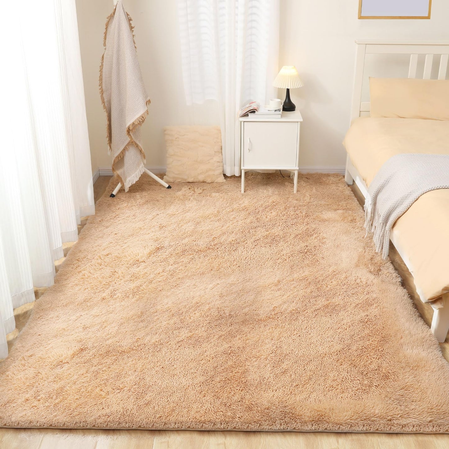 Puremy Luxury Area Rug, 6x9 Rugs for Living Room, Ultra Soft Rugs for Bedroom, Non-Slip Indoor Carpet for Nursery, Kids Room, Playroom, Home Decor, Camel