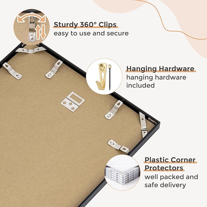 27x40 Metal Picture Frame For Wall With Mat For 24x36, 27''x40'' Aluminum Photo Frames With Tempered Glass For Home Decor, Minimalist Modern Poster Frame Horizontal And Vertical Formats, Black