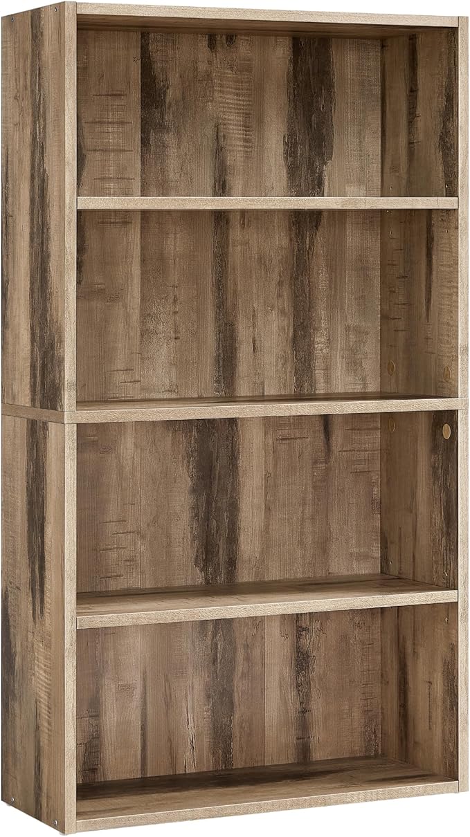 VASAGLE Custos Collection - Bookshelf, 4-Tier Bookcase, Book Shelf, Open Storage Shelf, 9.4 x 23.6 x 42.4 Inches, for Living Room, Home Office, Dinning Room, Camel Brown ULBC164L01