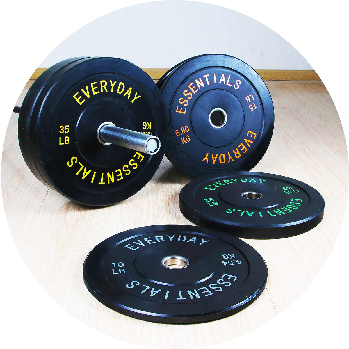 Signature Fitness 2" Olympic Bumper Plate Weight Plates with Steel Hub, 25LB, Single, Black