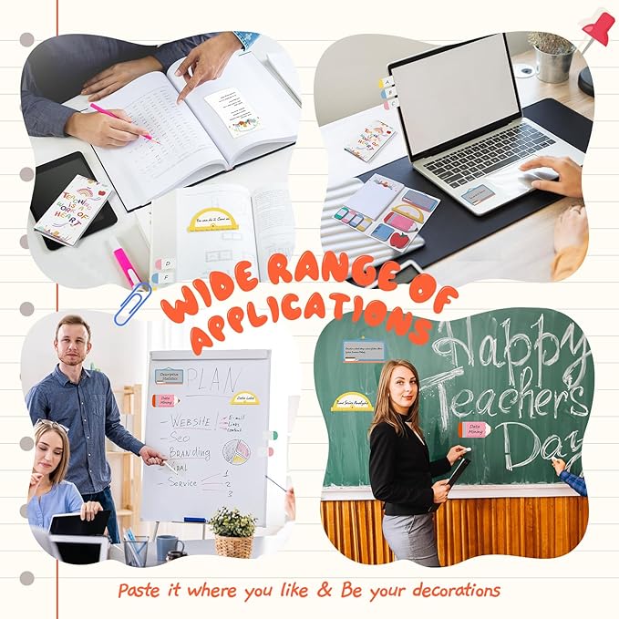 Hommie Sticky Notes Set, Teaching is A Work of Heart Divider Sticky Planner Sticky Note Teacher Appreciation Gift for School Supplies, Bible Supplies, Office Book Notes