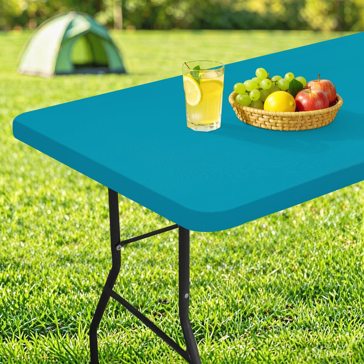 homing Rectangle Table Cloth Cover 4 Foot Teal Elastic Fitted Tablecloth