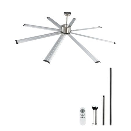 84 In Ceiling Fan without Light, 6-Speed Remote Control, Aluminum 8-Blade, Reversible DC Motor, Modern Low Profile Flush Mount Fan for Bedroom, Living Room, Patio, Indoor/Outdoor, Brushed Nickel