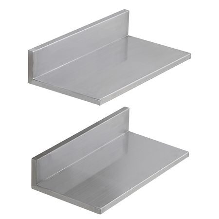 8.6" x 16" Stainless Steel Shelf, Wall Mounted Floating Shelving with Backsplash, 44 lbs Load Capacity Commercial Shelves, Heavy Duty Storage Rack for Restaurant, Kitchen, Bar, Home, and Hotel
