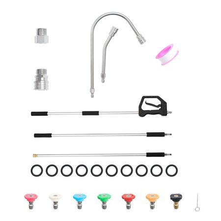 9 FT Pressure Washer Telescoping Wand, 3-Section with Power Washer Extension Wands, 7 Nozzles, Hose Adapter, Support Belt, Storage Bag, 4000 PSI Telescopic Gutter Cleaner for High Cleaning