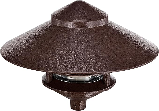 NUVO SF76/635 One 2 Louver Hood Outdoor Pagoda Landscape Pathway Light, 2 Tier-Large, Old Bronze