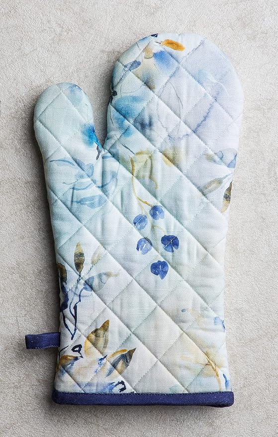 Maison d' Hermine Oven Gloves 100% Cotton Oven Mitt 7" x 13" with Loop Heat Resistant, BBQ, Cooking Gloves, Baking, Grilling, Kitchen, Handling Hot Pans Spring/Summer (Pack of 1, Lazy Summer Days)