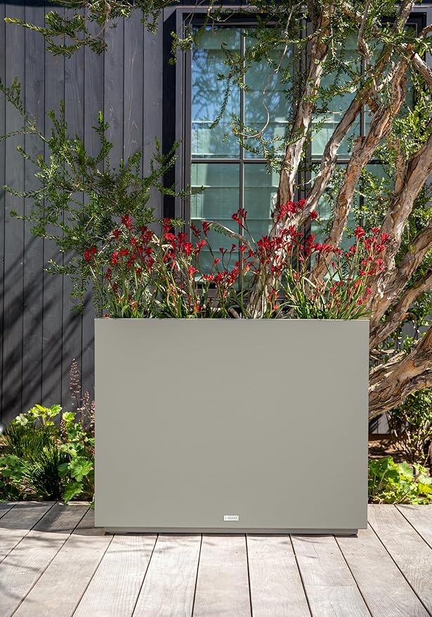 Veradek Block Series Span Plastic Planter - Tall Rectangular Planter for Indoor or Outdoor Patio/Porch | Durable All-Weather with Removable Insert Bucket | Modern Design for Plants, Flowers, Garden