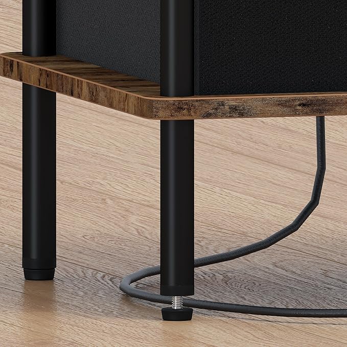 Small Side Table with Charging Station, End Table for Small Spaces, Slim Nightstand with Outlet,Sofa Beside Table, 3-Tier Storage Shelf,Living Room, Bed Room, Rustic Brown