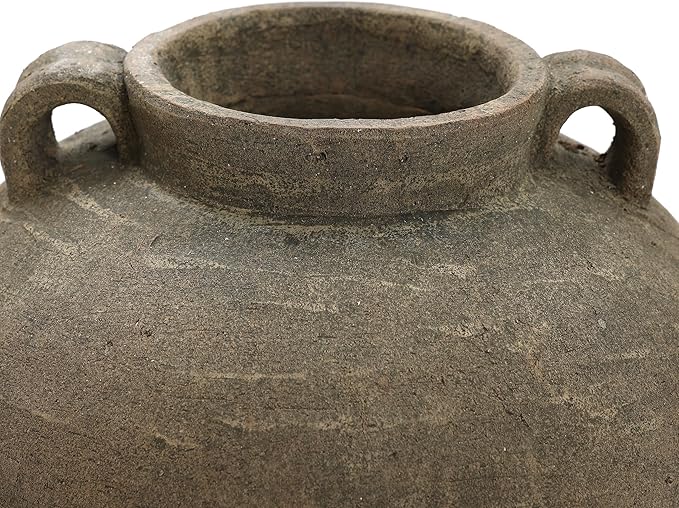 LuxenHome Rustic Large Flower Vase,14'' Tall Brown Terracotta Cauldron Vase,Farmhouse Decorative Vases for Dining Table Decor,Vintage Pottery Ceraimc Vase Living Room Office Home Decor