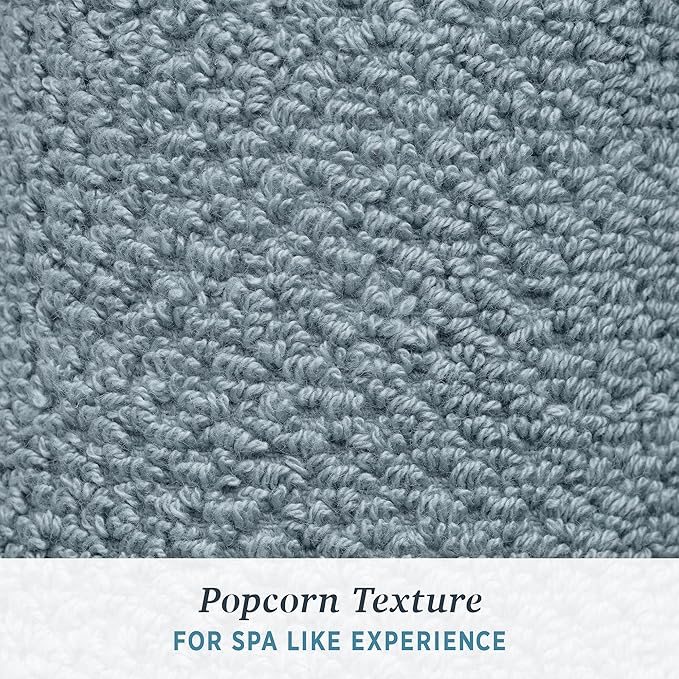 Welhome Franklin 100% Cotton Popcorn Textured Towel Set - 6 Piece 600 GSM, Soft & Plush, 2 Bath Towels, 2 Hand Towels, 2 Washcloths, Dusty Blue