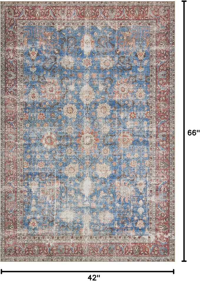 Loloi Loren Collection LQ-01 Blue/Brick 3'-6" x 5'-6" Accent Rug