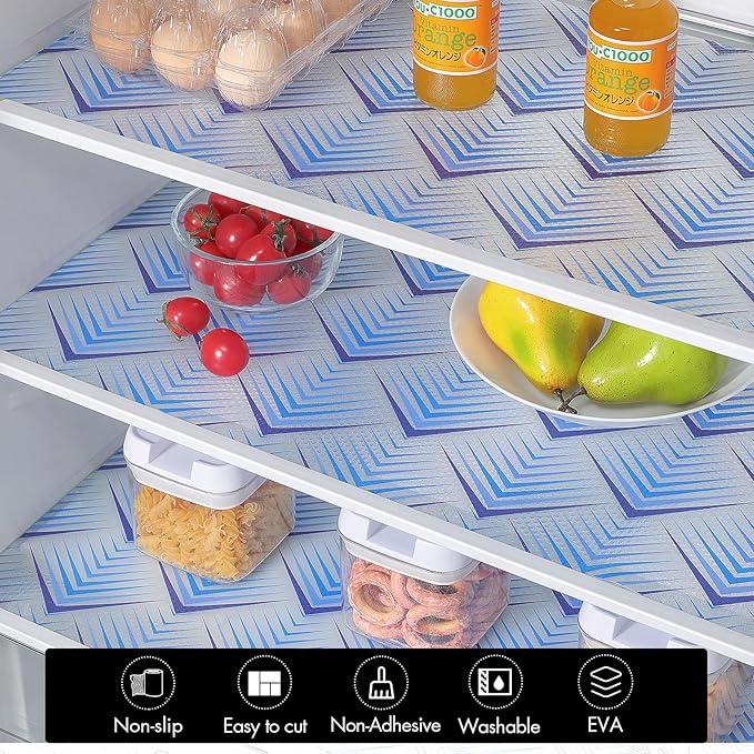 Cooyes Shelf Liner for Kitchen Cabinets – Non-Adhesive Waterproof Drawer Liner – Durable EVA Material Easy-to-Cut Shelf Paper for Refrigerator, Cupboard, Dresser with Modern Pattern
