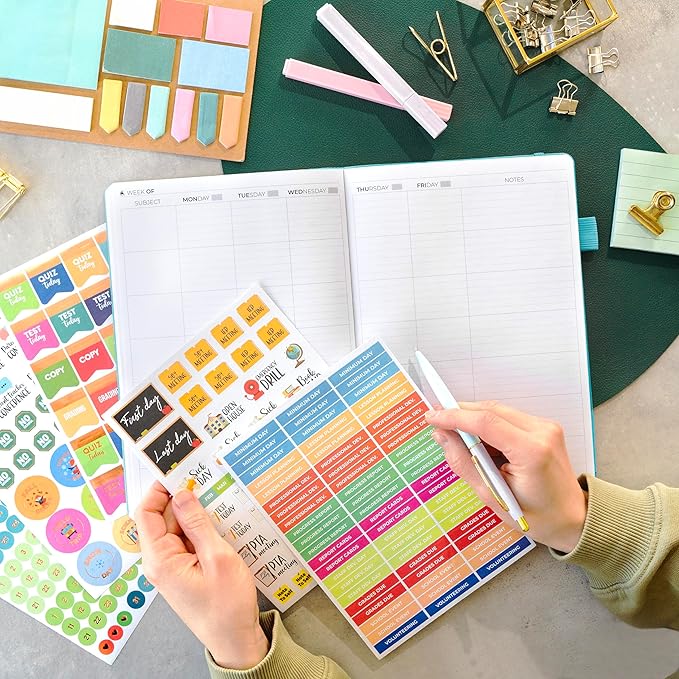 Clever Fox Teacher Planner – School Year Planner with Calendars & Lesson Plans – Teacher Plan Book for Classroom & Homeschool Organization - Undated, 7x10″, Hardcover (Turquoise)