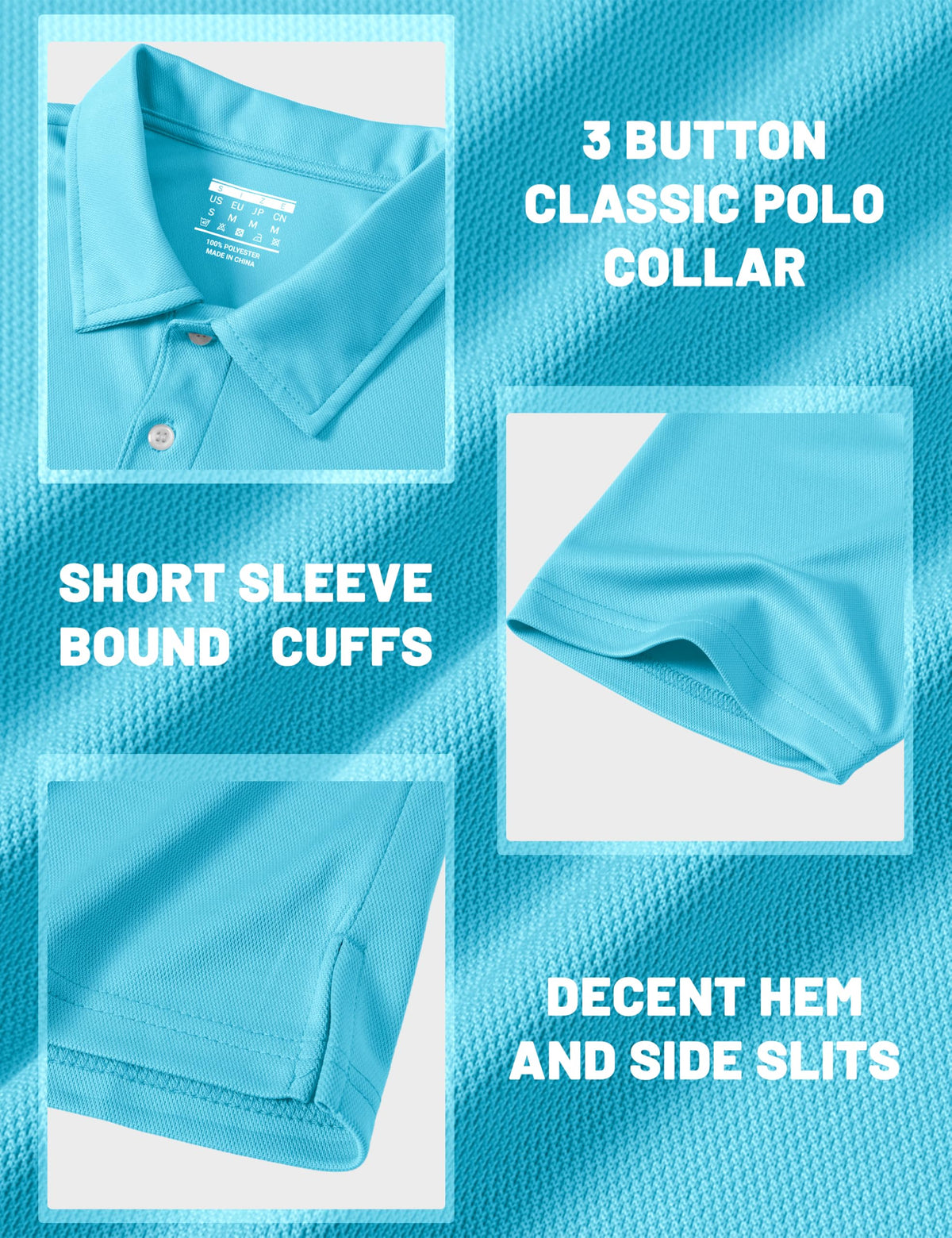 MAGCOMSEN Men's Polo Shirts Short Sleeve Athletic Pique Golf Shirt Dry Fit Performance Casual Work Polos for Men Ice Blue